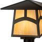 Meyda Lighting Stillwater 12"Sq Craftsman Brown Hill Top Outdoor Post Mount Light With Beige Art Shade Glass