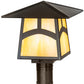 Meyda Lighting Stillwater 12"Sq Craftsman Brown Hill Top Outdoor Post Mount Light With Beige Art Shade Glass