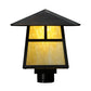 Meyda Lighting Stillwater 12"Sq Craftsman Brown T Mission Post Mount Light With Beige Shade Glass