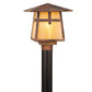 Meyda Lighting Stillwater 12"Sq Vintage Copper Cross Mission Outdoor Post Mount Light With Beige Iridescent Shade Glass