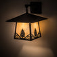 Meyda Lighting Stillwater 13" Craftsman Brown Stillwater Mountain Pine Hanging Wall Sconce With Beige Iridescent Shade Glass