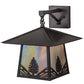 Meyda Lighting Stillwater 13" Craftsman Brown Stillwater Mountain Pine Hanging Wall Sconce With Beige Iridescent Shade Glass