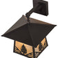 Meyda Lighting Stillwater 13" Craftsman Brown Stillwater Mountain Pine Hanging Wall Sconce With Beige Iridescent Shade Glass