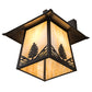 Meyda Lighting Stillwater 13" Craftsman Brown Stillwater Mountain Pine Hanging Wall Sconce With Beige Iridescent Shade Glass