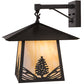 Meyda Lighting Stillwater 13" Craftsman Brown Stillwater Mountain Pine Hanging Wall Sconce With Beige Iridescent Shade Glass