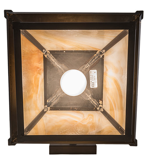 Meyda Lighting Stillwater 13" Craftsman Brown Stillwater Mountain Pine Hanging Wall Sconce With Beige Iridescent Shade Glass