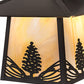 Meyda Lighting Stillwater 13" Craftsman Brown Stillwater Mountain Pine Hanging Wall Sconce With Beige Iridescent Shade Glass