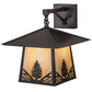 Meyda Lighting Stillwater 13" Craftsman Brown Stillwater Mountain Pine Hanging Wall Sconce With Beige Iridescent Shade Glass