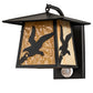 Meyda Lighting Stillwater 13" Solar Black Strike of the Eagle Wall Sconce With Beige Art Shade Glass