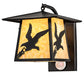 Meyda Lighting Stillwater 13" Solar Black Strike of the Eagle Wall Sconce With Beige Art Shade Glass