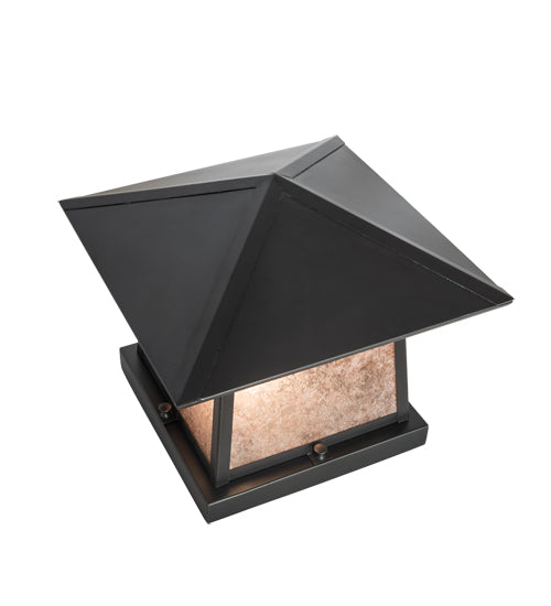 Meyda Lighting Stillwater 14" 2-Light Craftsman Brown On Brass Double Bar Mission Outdoor Pier Mount Light With Silver Mica Shade Glass