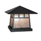 Meyda Lighting Stillwater 14" 2-Light Craftsman Brown On Brass Double Bar Mission Outdoor Pier Mount Light With Silver Mica Shade Glass