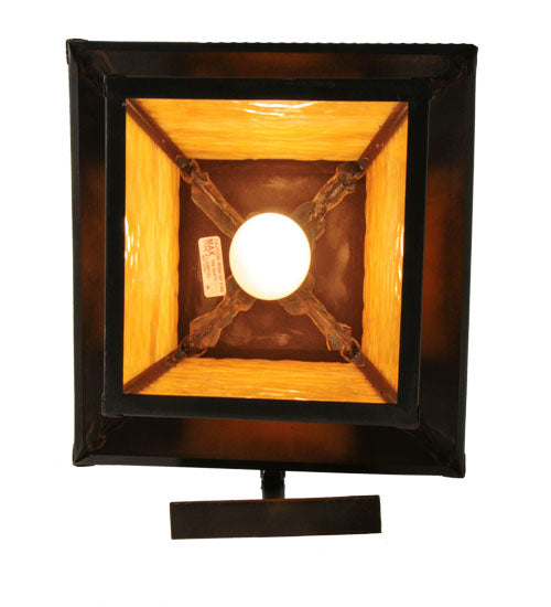 Meyda Lighting Stillwater 14" Craftsman Brown Mountain View Hanging Wall Sconce With Beige Art Shade Glass