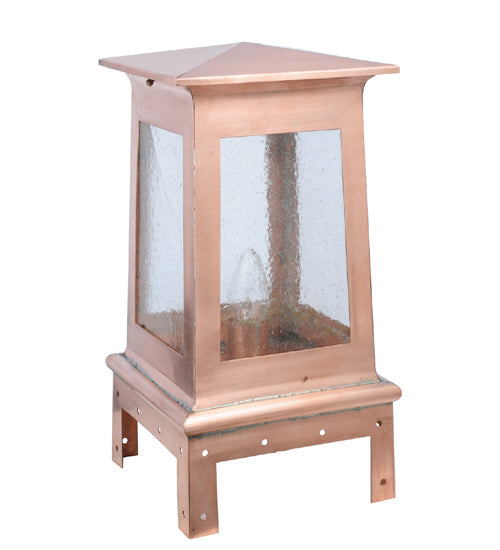 Meyda Lighting Stillwater 14" Natural Copper Prime Post Mount Light With Clear Seeded Shade Glass