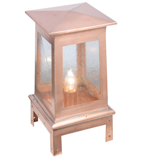 Meyda Lighting Stillwater 14" Natural Copper Prime Post Mount Light With Clear Seeded Shade Glass