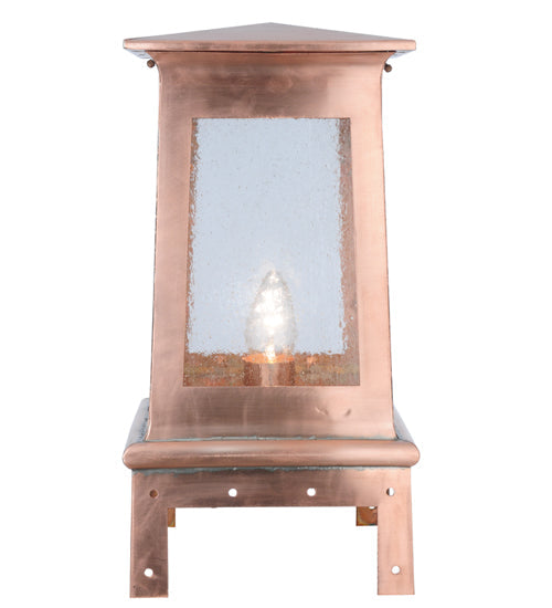 Meyda Lighting Stillwater 14" Natural Copper Prime Post Mount Light With Clear Seeded Shade Glass
