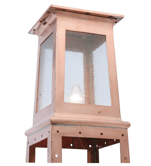 Meyda Lighting Stillwater 14" Natural Copper Prime Post Mount Light With Clear Seeded Shade Glass