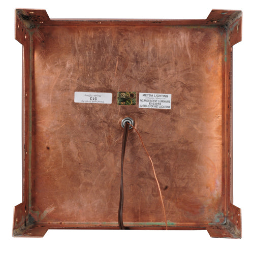 Meyda Lighting Stillwater 14" Natural Copper Prime Post Mount Light With Clear Seeded Shade Glass