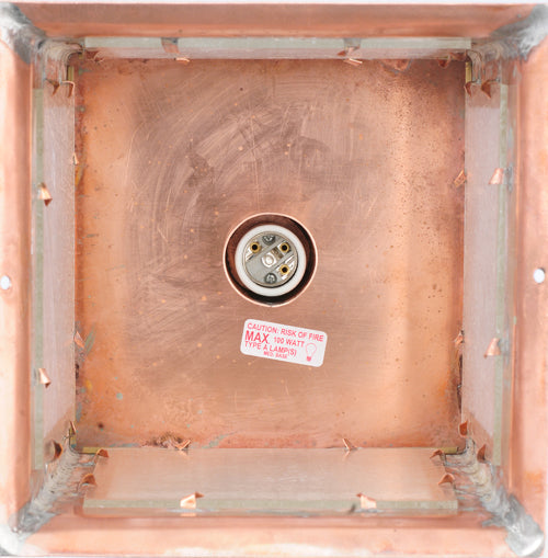 Meyda Lighting Stillwater 14" Natural Copper Prime Post Mount Light With Clear Seeded Shade Glass