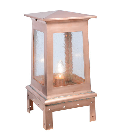 Meyda Lighting Stillwater 14" Natural Copper Prime Post Mount Light With Clear Seeded Shade Glass
