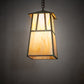 Meyda Lighting Stillwater 14" Verdigris Double Bar Mission Pendant Light With Beige Iridescent Shade Glass