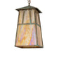 Meyda Lighting Stillwater 14" Verdigris Double Bar Mission Pendant Light With Beige Iridescent Shade Glass