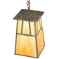 Meyda Lighting Stillwater 14" Verdigris Double Bar Mission Pendant Light With Beige Iridescent Shade Glass