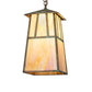 Meyda Lighting Stillwater 14" Verdigris Double Bar Mission Pendant Light With Beige Iridescent Shade Glass
