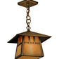 Meyda Lighting Stillwater 146941 15" Antique Brass Double Bar Mission Pendant Light With Beige Art Shade Glass
