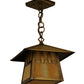 Meyda Lighting Stillwater 146941 15" Antique Brass Double Bar Mission Pendant Light With Beige Art Shade Glass