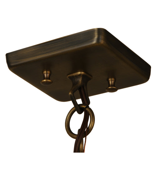 Meyda Lighting Stillwater 146941 15" Antique Brass Double Bar Mission Pendant Light With Beige Art Shade Glass