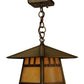 Meyda Lighting Stillwater 146941 15" Antique Brass Double Bar Mission Pendant Light With Beige Art Shade Glass