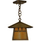 Meyda Lighting Stillwater 146941 15" Antique Brass Double Bar Mission Pendant Light With Beige Art Shade Glass