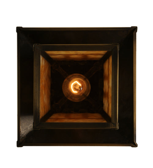 Meyda Lighting Stillwater 146941 15" Antique Brass Double Bar Mission Pendant Light With Beige Art Shade Glass