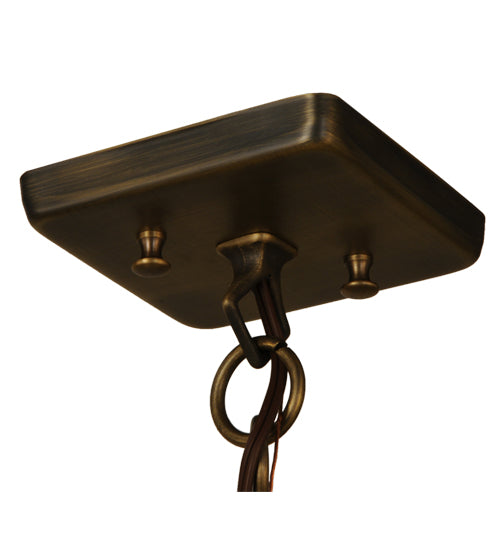 Meyda Lighting Stillwater 146941 15" Antique Brass Double Bar Mission Pendant Light With Beige Art Shade Glass