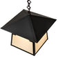 Meyda Lighting Stillwater 14"Sq Craftsman Brown Mountain View Pendant Light With Beige Opal Shade Glass