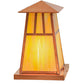 Meyda Lighting Stillwater 14"W x 14"H Raw Copper Double Bar Mission Outdoor Pier Mount Light With Beige Iridescent Shade Glass