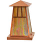 Meyda Lighting Stillwater 14"W x 14"H Raw Copper Double Bar Mission Outdoor Pier Mount Light With Beige Iridescent Shade Glass