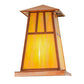 Meyda Lighting Stillwater 14"W x 14"H Raw Copper Double Bar Mission Outdoor Pier Mount Light With Beige Iridescent Shade Glass