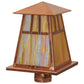 Meyda Lighting Stillwater 14"W x 15"H Natural Copper Double Bar Mission Outdoor Post Mount Light With Beige Iridescent Shade Glass