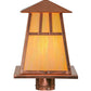 Meyda Lighting Stillwater 14"W x 15"H Natural Copper Double Bar Mission Outdoor Post Mount Light With Beige Iridescent Shade Glass