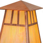Meyda Lighting Stillwater 14"W x 15"H Natural Copper Double Bar Mission Outdoor Post Mount Light With Beige Iridescent Shade Glass