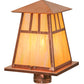 Meyda Lighting Stillwater 14"W x 15"H Natural Copper Double Bar Mission Outdoor Post Mount Light With Beige Iridescent Shade Glass