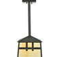 Meyda Lighting Stillwater 15" Craftsman Brown Double Cross Mission Mini Pendant Light With Beige Art Shade Glass