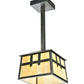 Meyda Lighting Stillwater 15" Craftsman Brown Double Cross Mission Mini Pendant Light With Beige Art Shade Glass