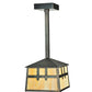 Meyda Lighting Stillwater 15" Craftsman Brown Double Cross Mission Mini Pendant Light With Beige Art Shade Glass