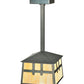 Meyda Lighting Stillwater 15" Craftsman Brown Double Cross Mission Mini Pendant Light With Beige Art Shade Glass