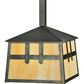 Meyda Lighting Stillwater 15" Craftsman Brown Double Cross Mission Mini Pendant Light With Beige Art Shade Glass