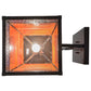 Meyda Lighting Stillwater 15" Craftsman Brown Moose at Lake Curved Arm Wall Sconce With Orange & Blue Green Art Shade Glass
