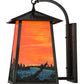 Meyda Lighting Stillwater 15" Craftsman Brown Moose at Lake Curved Arm Wall Sconce With Orange & Blue Green Art Shade Glass